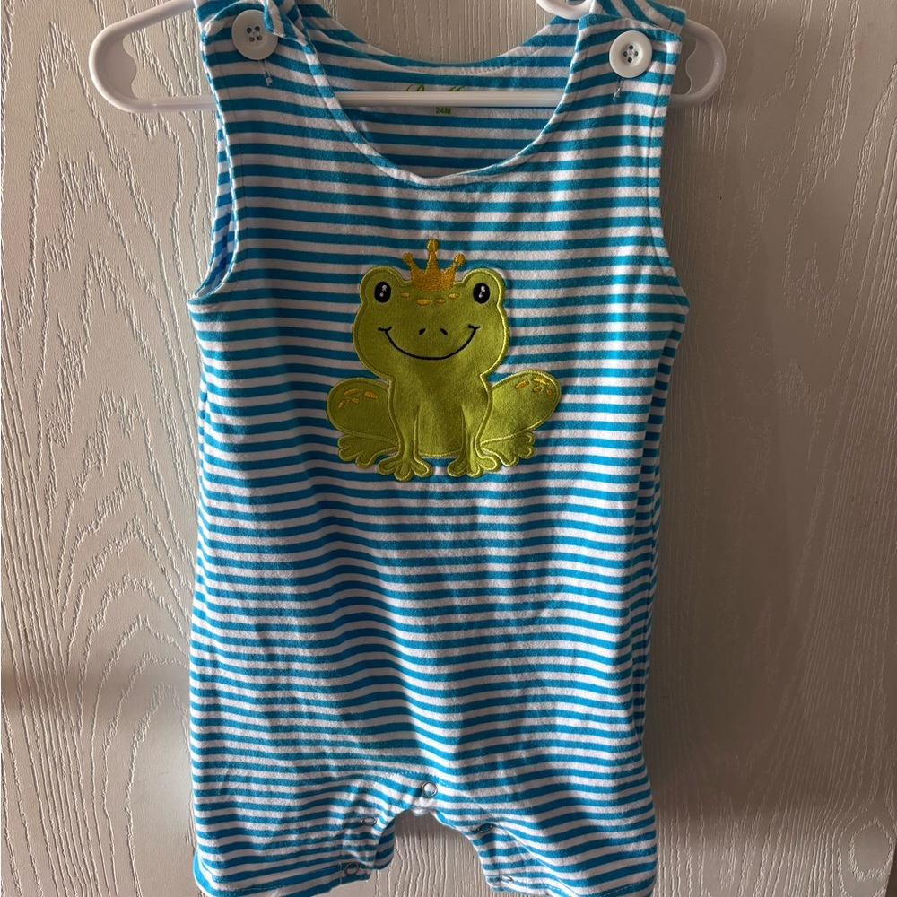 Be Mine Blue and White Striped Baby Outfit